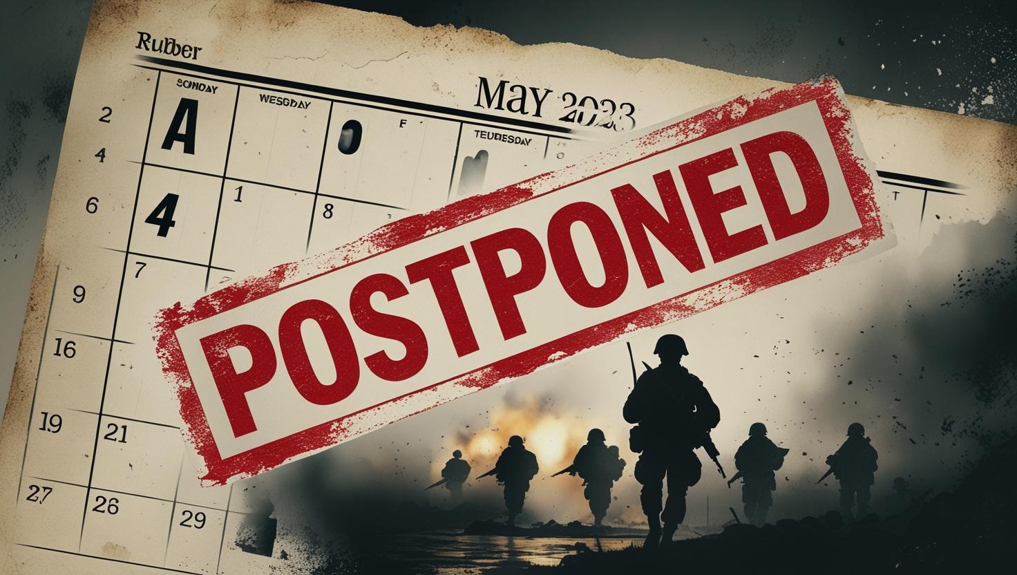A photo depicting the cancellation of the May 2023 elections due to the Three Lardish War.