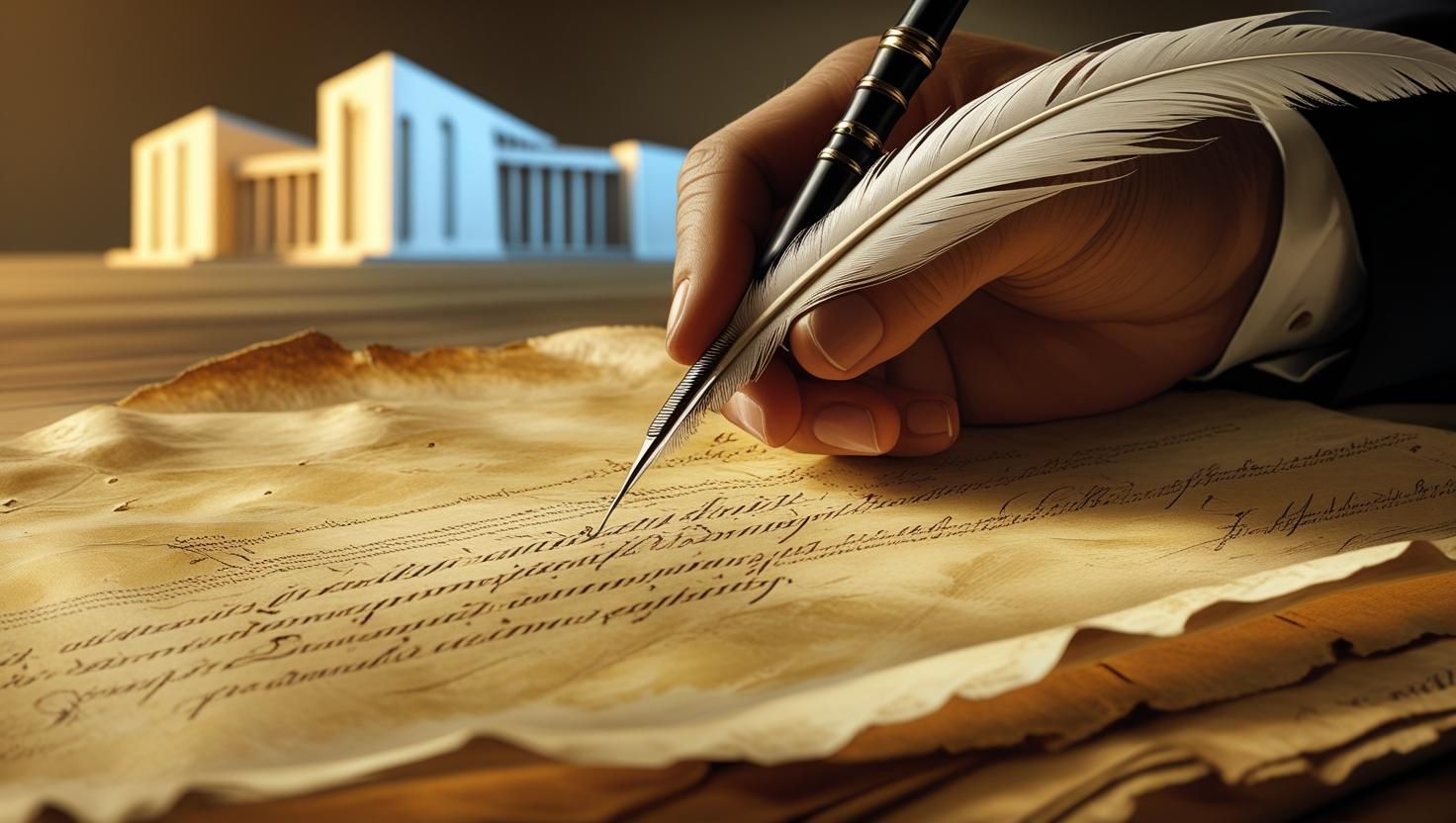A photo depicting the law during the monarchy.