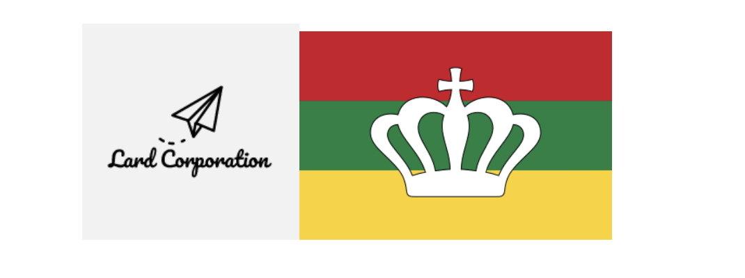 Lard Corporation's logo and the flag of the Lardish Republic